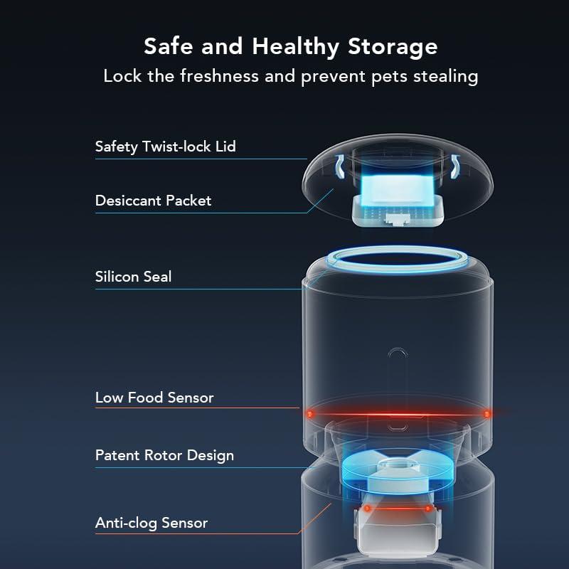 PETLIBRO Automatic Cat Feeder, WiFi Connected, Adjustable Meal Splitter, Fresh Food Storage, Multiple Pet Use, Stainless Steel