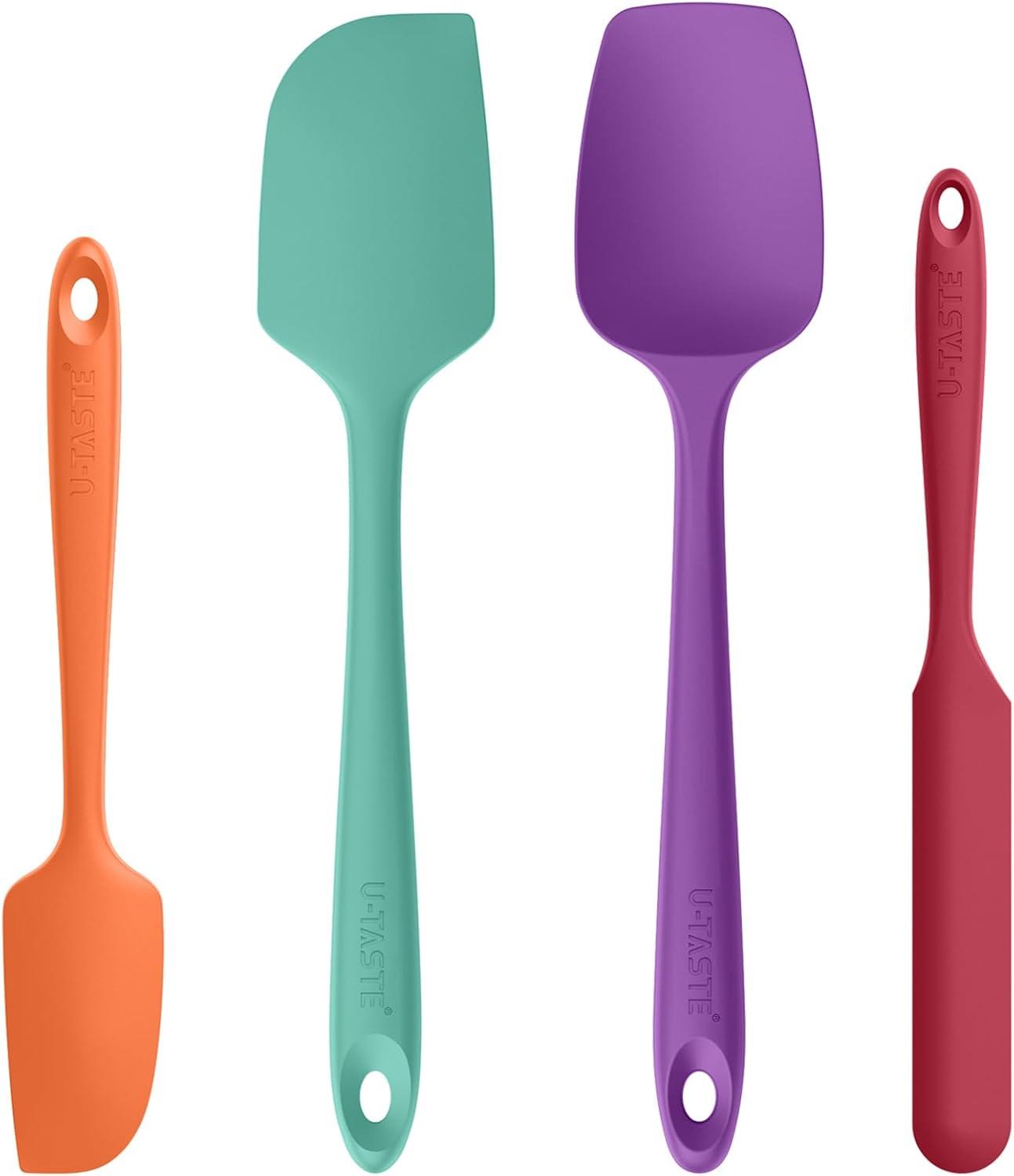 U-Taste 600ºF Heat-Resistant Silicone Spoon Spatula Set Flexible Scraper for Baking Cooking Mixing