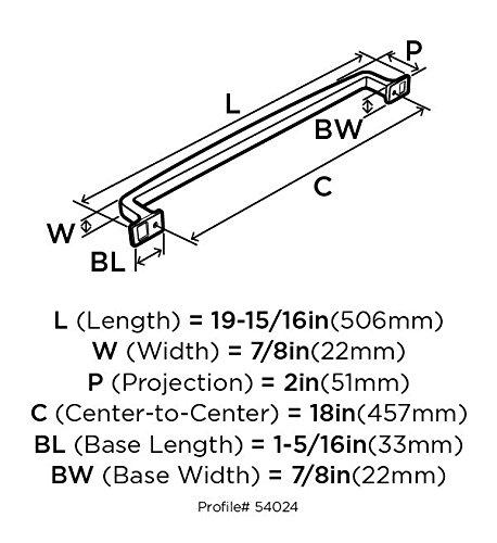 Amerock Westerly 18 inch (457mm) Center-to-Center Satin Nickel Appliance Pull