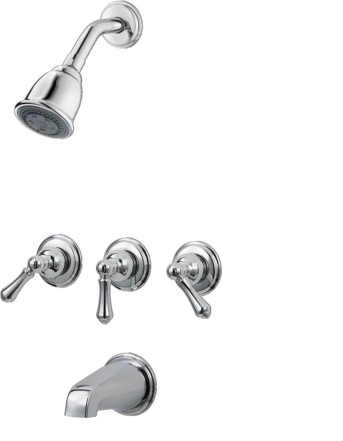 3-Handle Thermostatic Tub and Shower Faucet with Trim