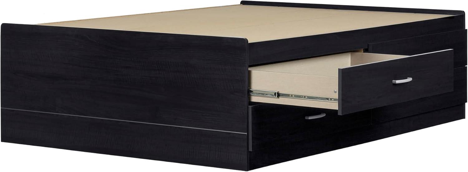 Black Onyx Full Captain Bed with Bookcase Headboard and Drawers