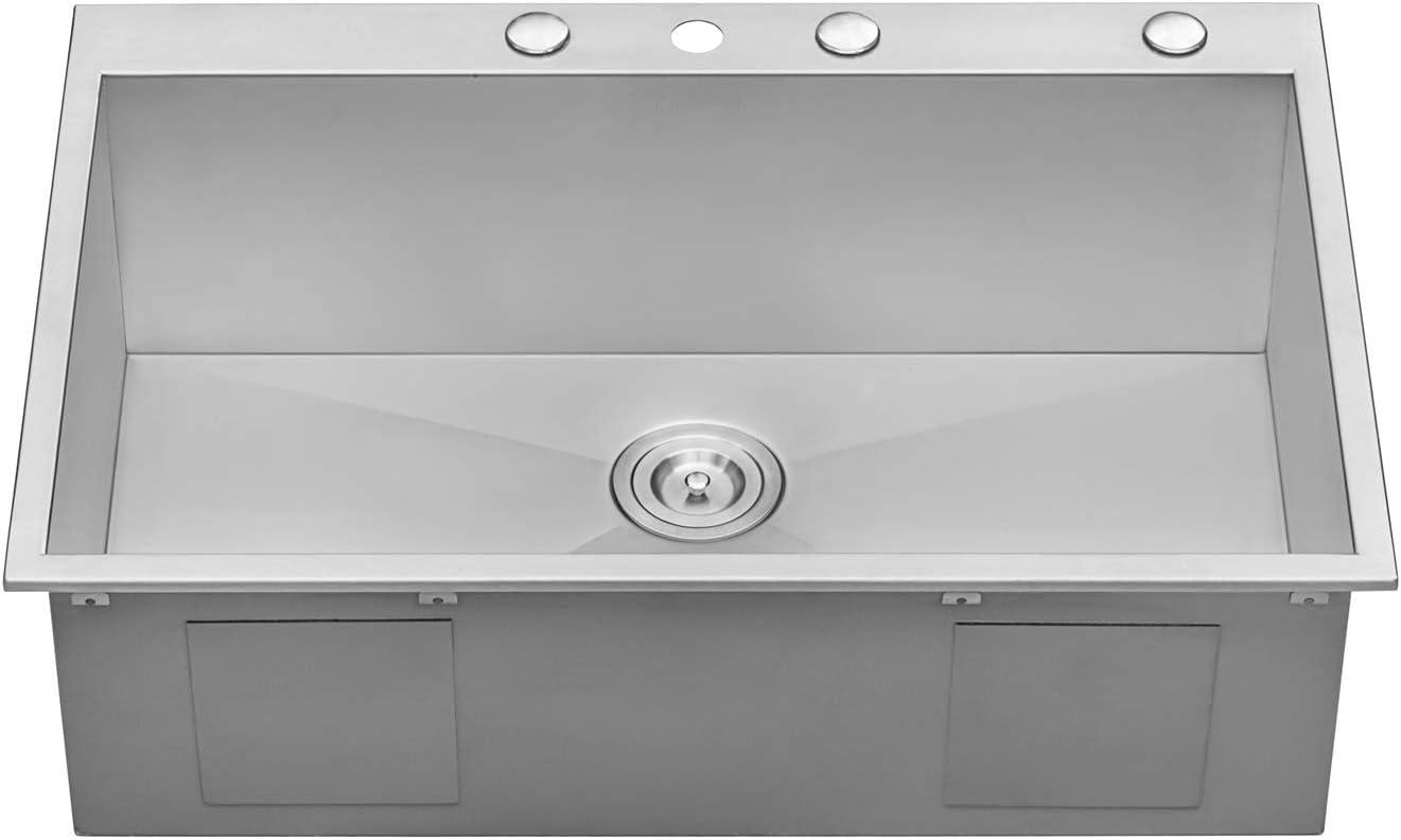 Ruvati 33 x 22 inch Drop-in Topmount Zero Radius Stainless Steel Kitchen Sink Single Bowl - 4 holes