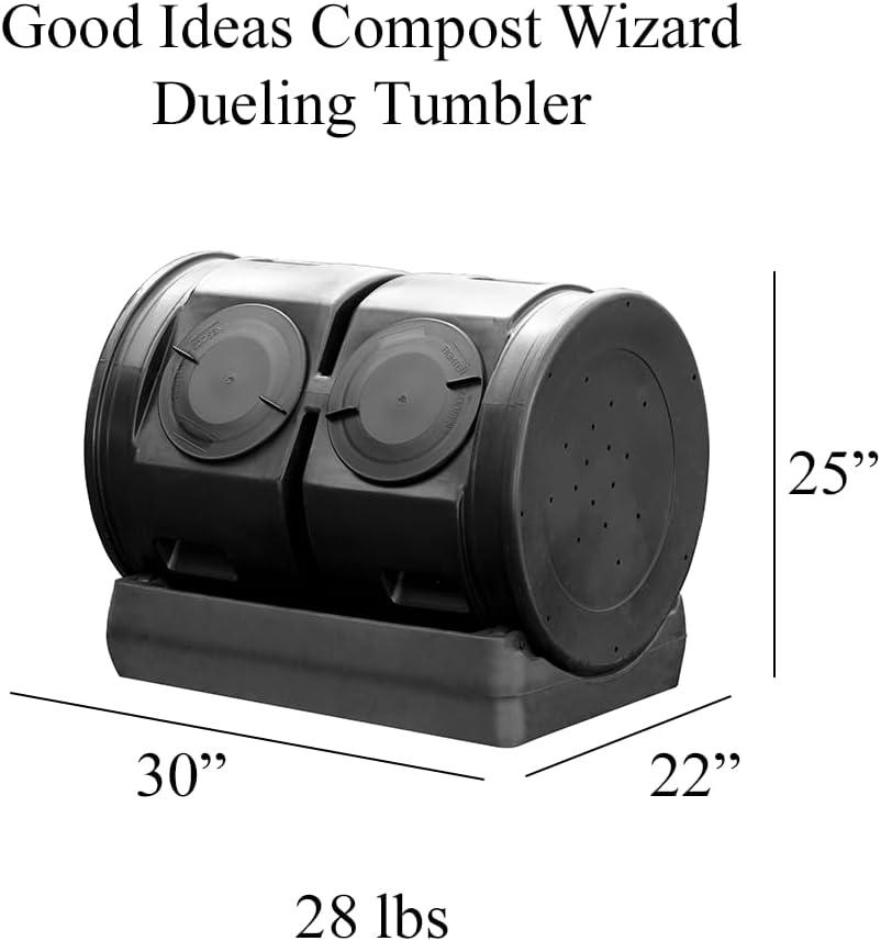 Good Ideas Compost Wizard 50 Gallons Plastic Outdoor Tumbler Composter with Latching Lid