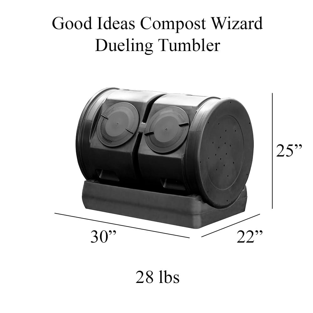 Good Ideas Compost Wizard 50 Gallons Plastic Outdoor Tumbler Composter with Latching Lid