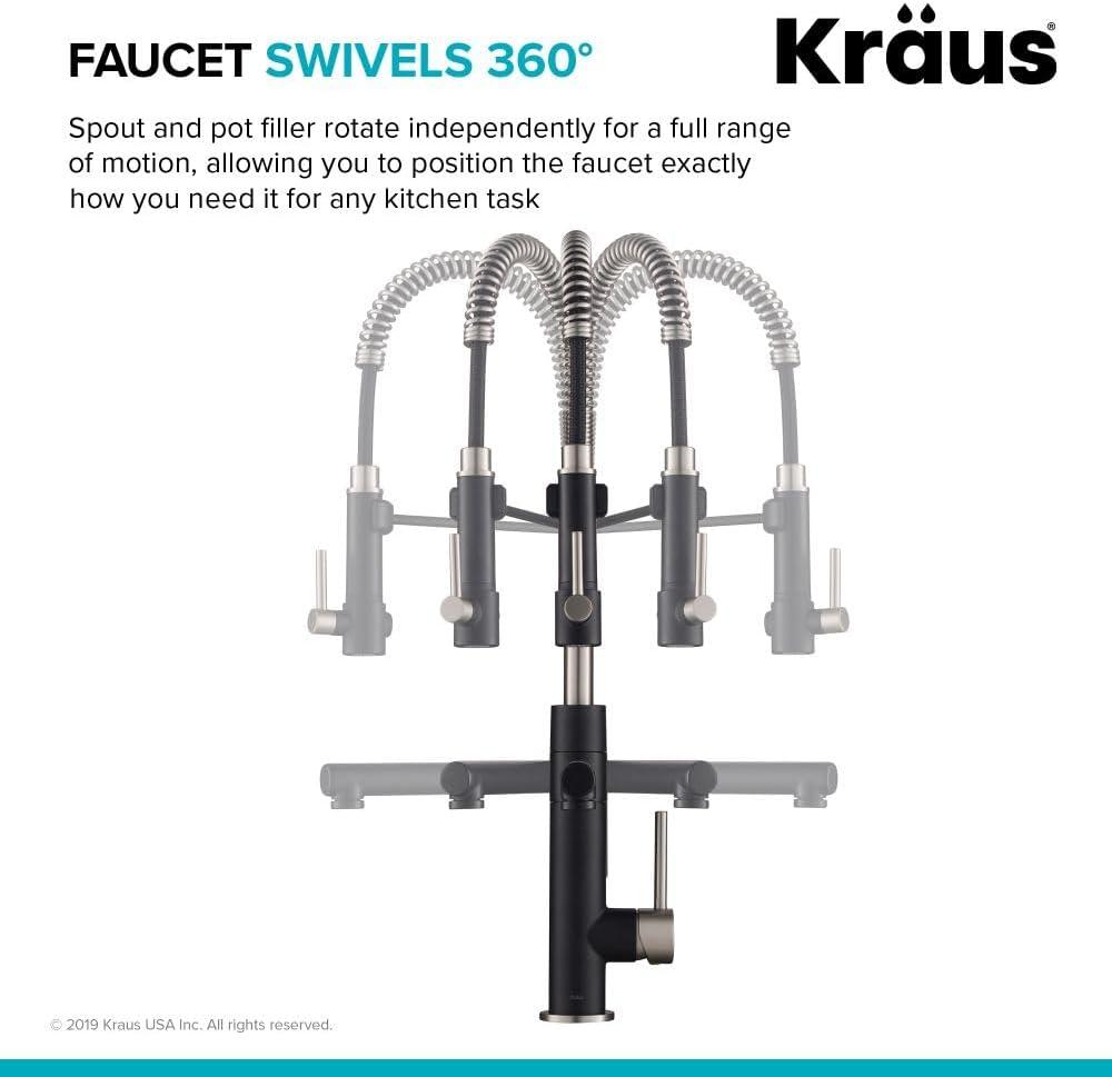 KRAUS Artec Pro 2-Function Commercial Style Pre-Rinse Kitchen Faucet with Pull-Down Spring Spout and Pot Filler