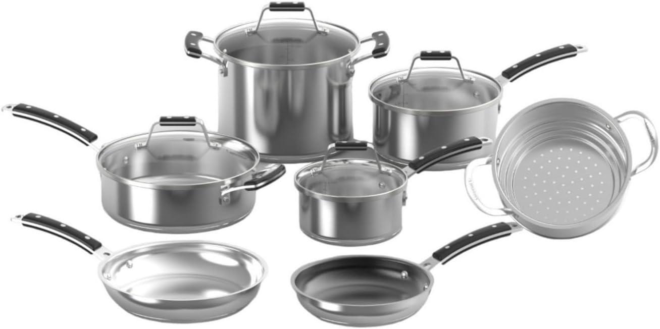 Heritage Stainless Steel 11-Piece Non-Stick Cookware Set