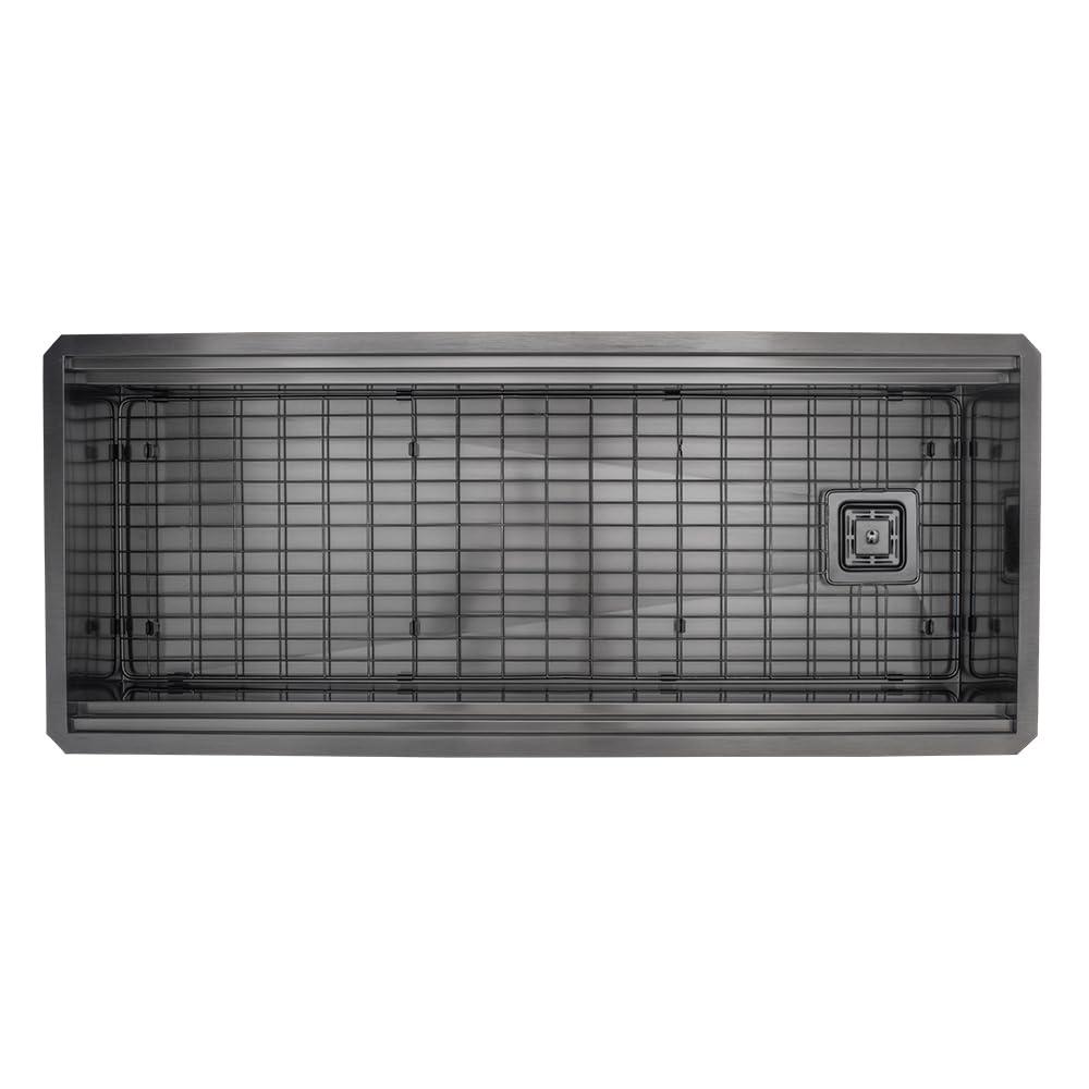 Strictly Sinks 45 Inch Black Workstation Sink - 16 Gauge Stainless Steel Sink, 2-Tier Undermount Kitchen Sink with Accessories