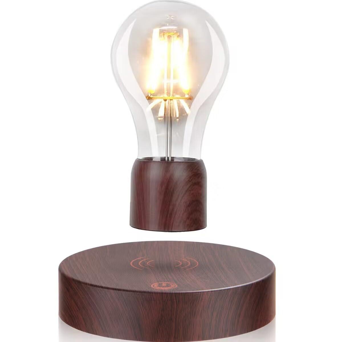 Levitating Light Bulb Lamp Floating and Spinning LED Bulb Light 360 Degree Rotating Magnetic Levitation Bulb Night Lights Table Lamps Home Office Decoration Desk Tech Toys