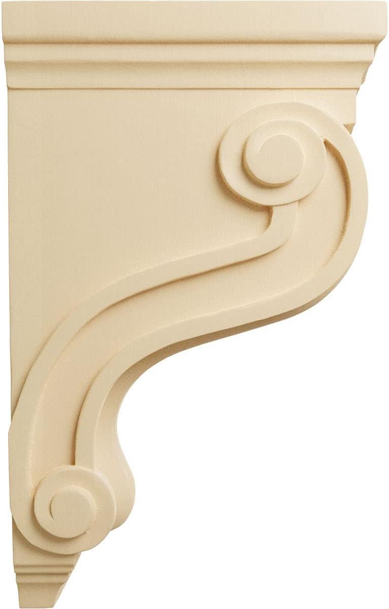 13" Maple Traditional Scroll Wood Corbel