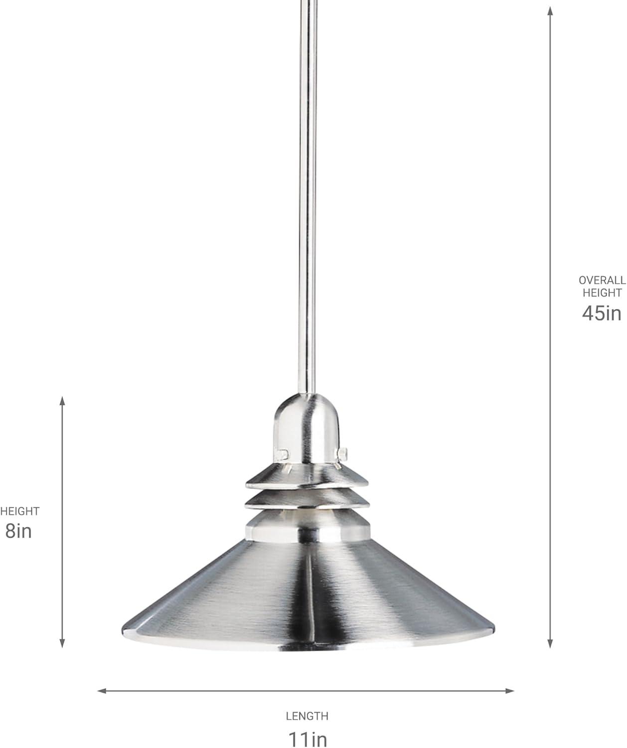 Brushed Nickel 11" Mini Pendant Light with Cone Shade