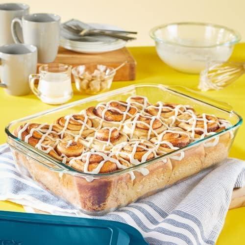 Deep 9x13-Inch Glass Baking Dish with Blue Lid