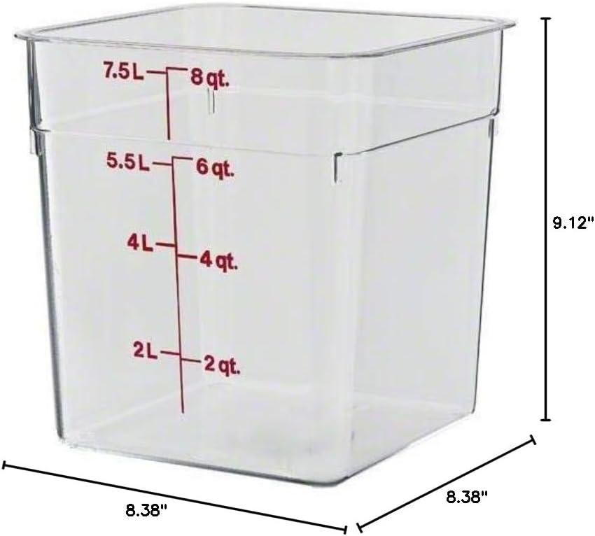 Clear 8 Quart Square Polycarbonate Food Storage Container