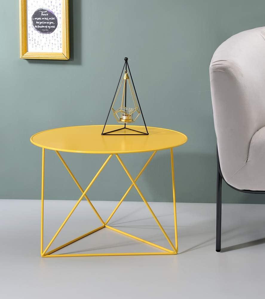 Epidia Accent Table Yellow - Acme Furniture: Modern Geometric Metal Base, 17" High