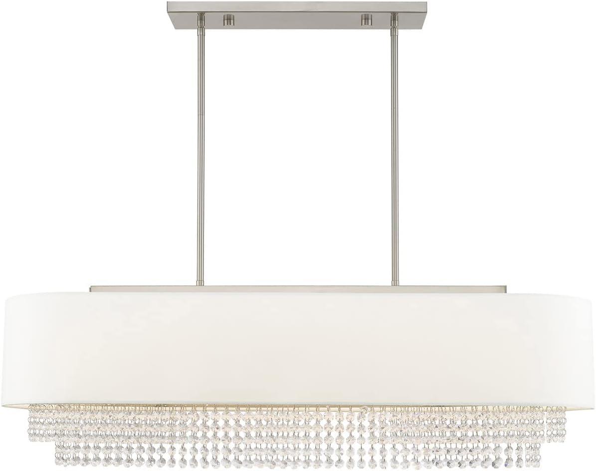 Carlisle 5-Light Linear Chandelier in Brushed Nickel with Crystal Accents