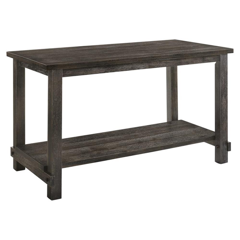 60" Martha Li Dining Table Weathered Gray - Acme Furniture: Sturdy Wood, Storage Shelf, Seats 6