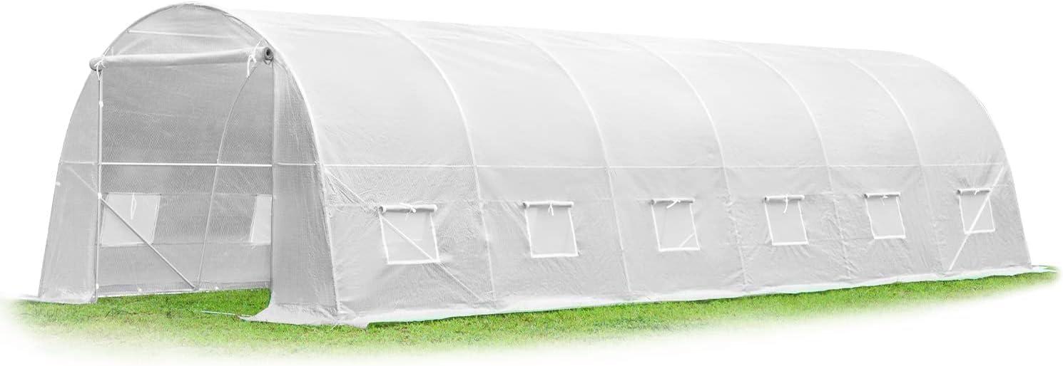 Erommy  26' x 10' x 7' Greenhouse Large Gardening Plant Hot House Portable Walking in Tunnel Tent, White - 10' x 26'