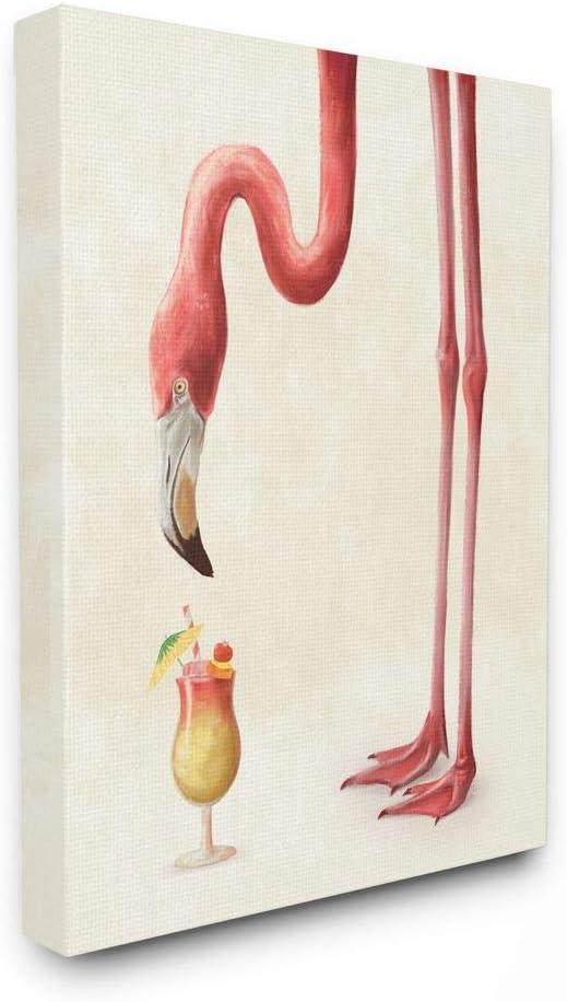Stupell Industries " Thirsty Pink Flamingo Tropical Long Leg Drink Humor " by Daphne Polselli