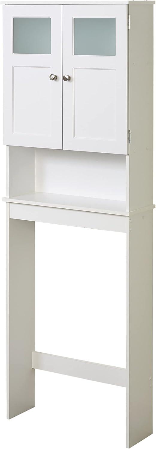 Zenna Home 67.25" H Over-the-Toilet Spacesaver, Bath Storage Shelves with Glass Doors, White