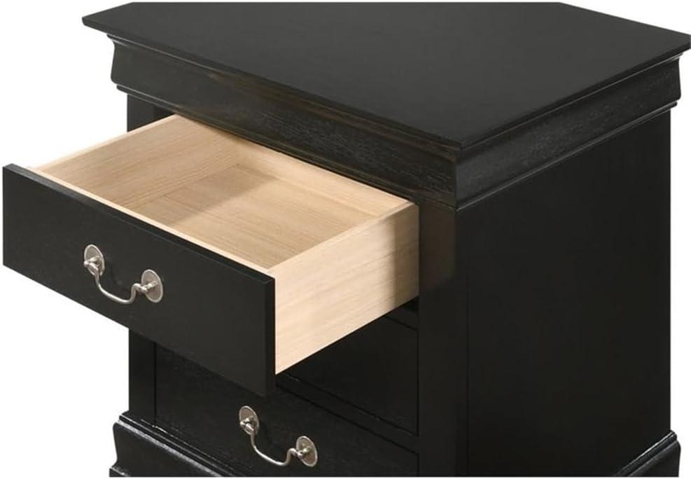 Glory Furniture Louis Phillipe 3 Drawer Nightstand in Black