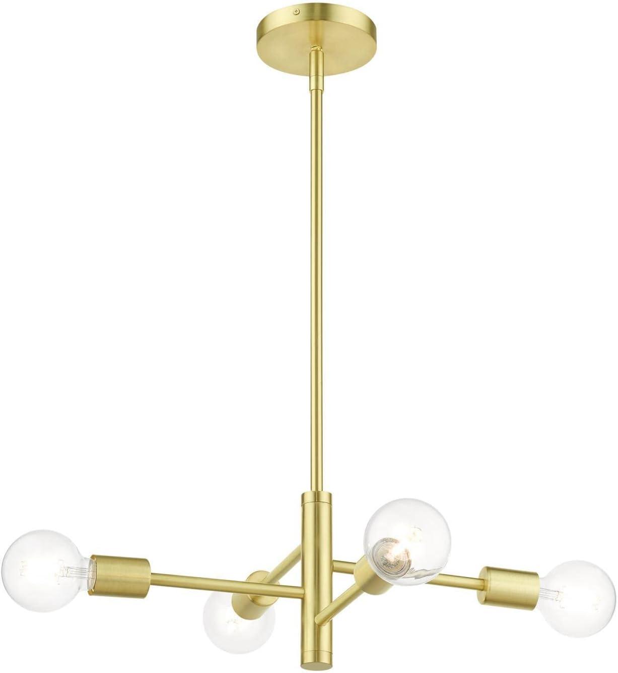 Satin Brass Mini 4-Light Asymmetrical Chandelier