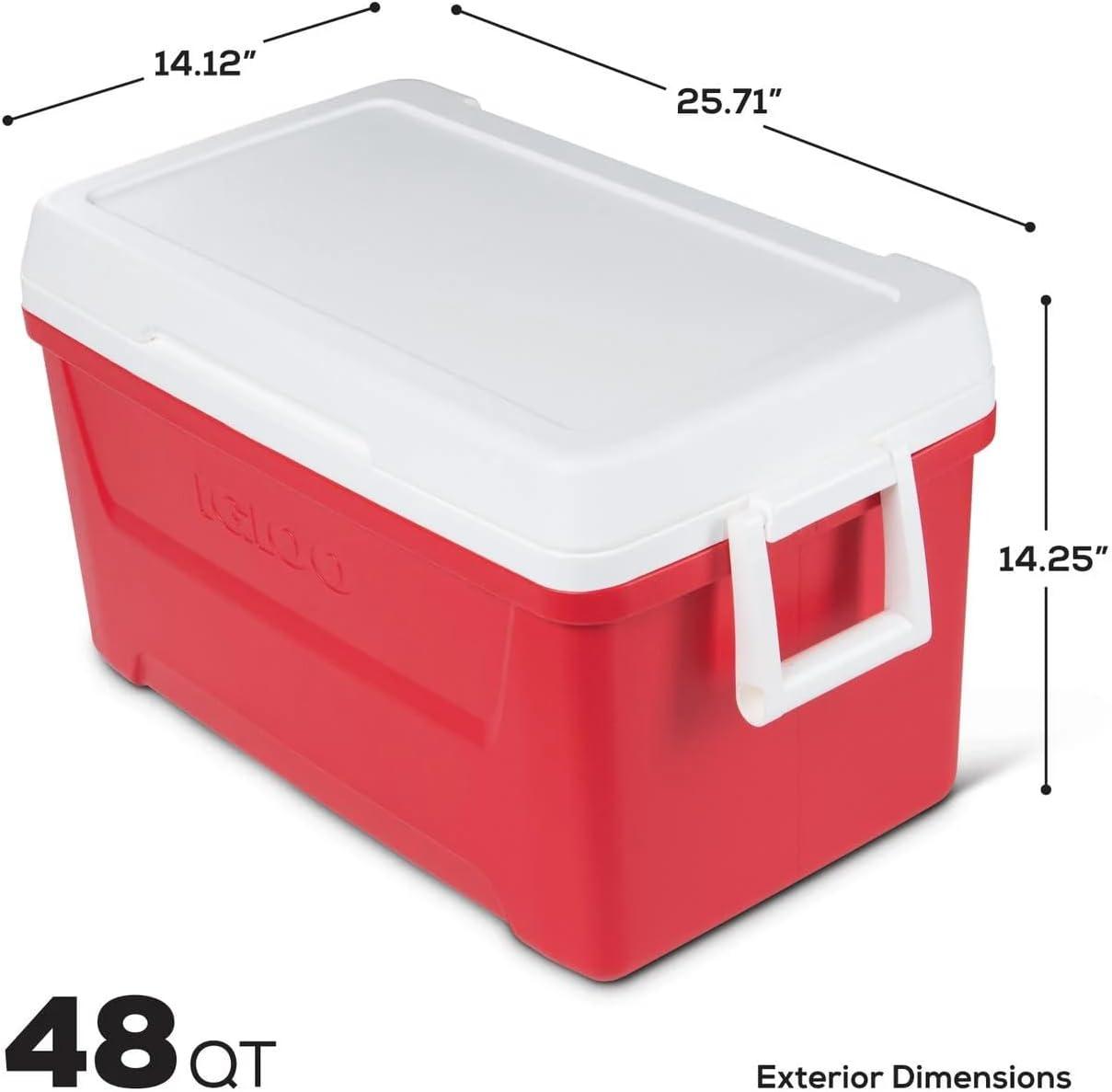 Red Heavy-Duty Portable Ice Chest Cooler with Airtight Lid