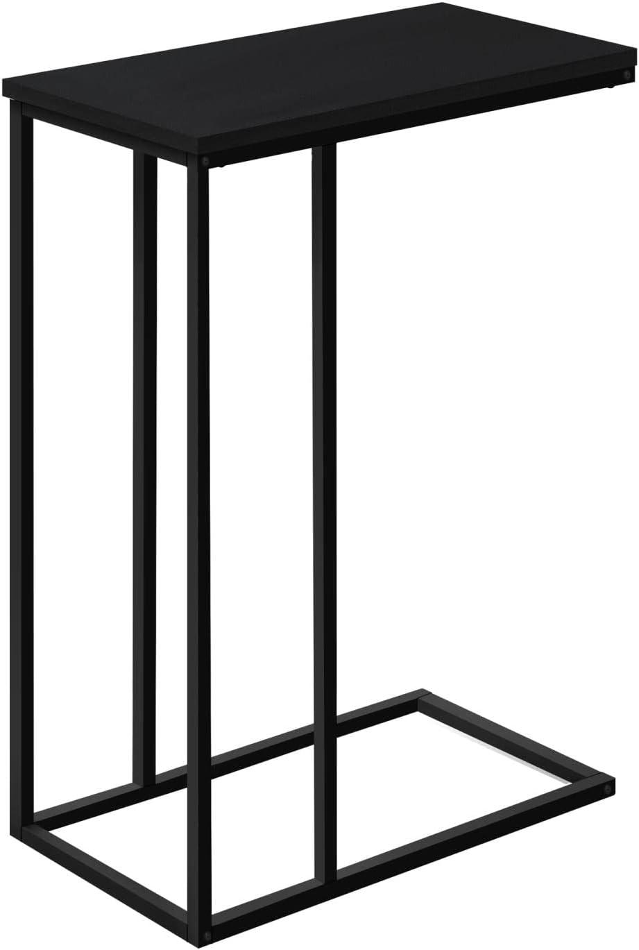 Monarch Specialties Accent Table, C-shaped, End, Side, Snack, Living Room, Bedroom, Black Laminate, Black Metal, Contemporary, Modern