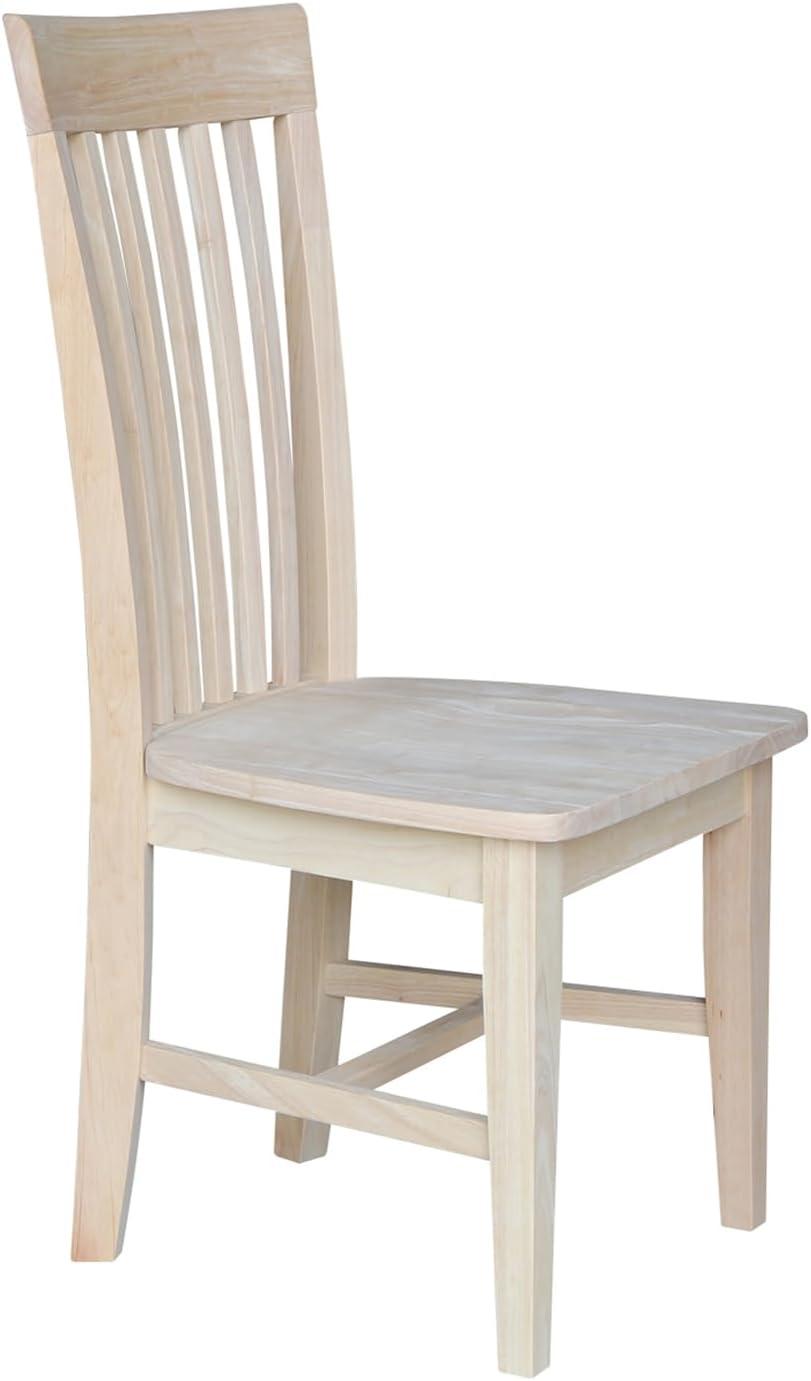 Set of 2 White High Slat Solid Wood Side Chairs