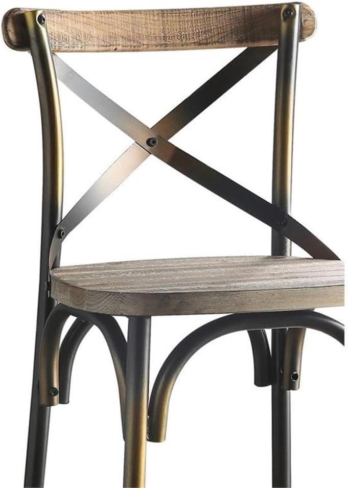 Acme Furniture Zaire Bar Chair in Antique Copper and Antique Oak Indoor