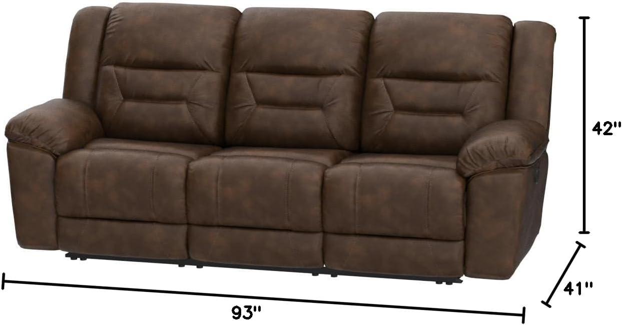 Stoneland Chocolate Faux Leather Power Reclining Sofa with Pillow-top Arm