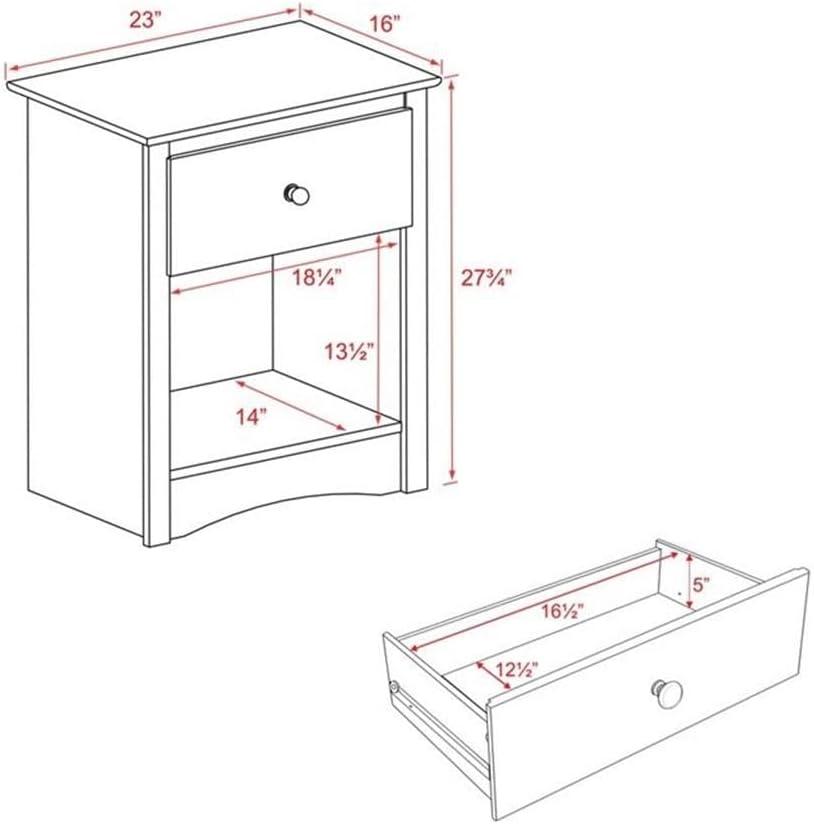 Fremont Nightstand Espresso - Prepac: Wood Composite Bedside Table with Drawer, 5 Year Warranty