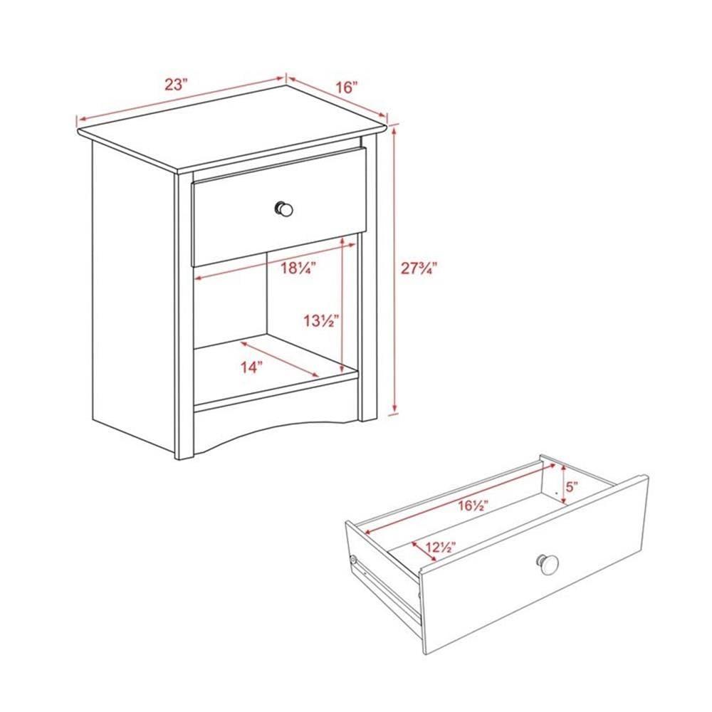 Fremont Nightstand Espresso - Prepac: Wood Composite Bedside Table with Drawer, 5 Year Warranty