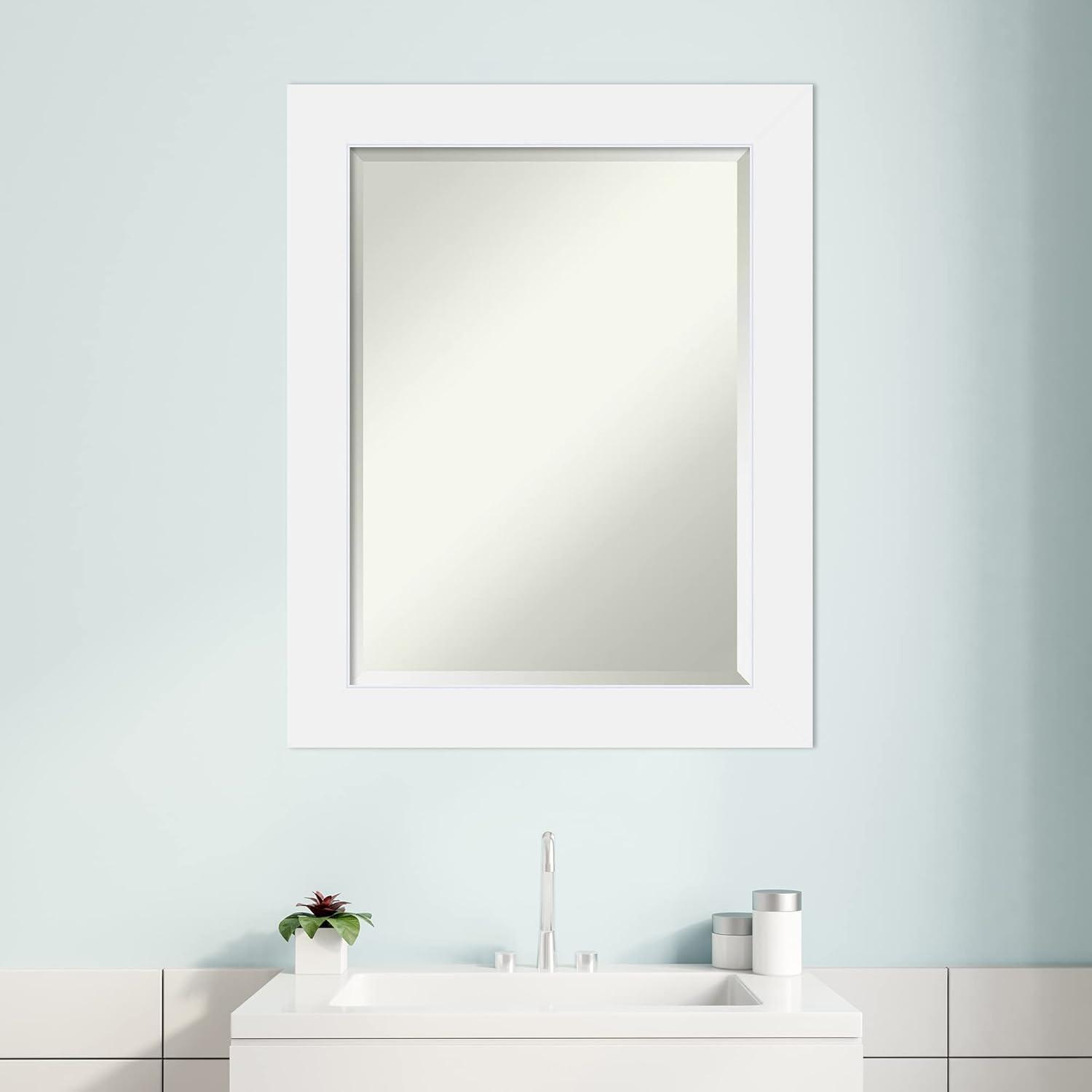 Corvino White Rectangular Wood Bathroom Vanity Mirror