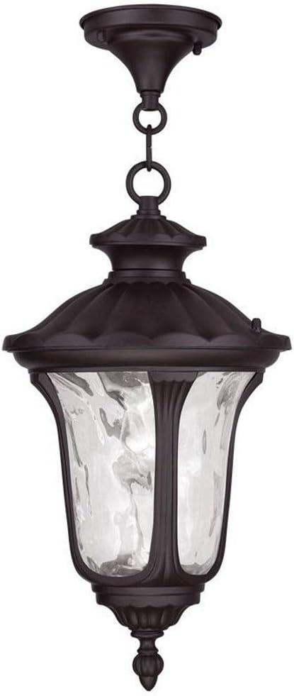 Oxford Bronze 1-Light Outdoor Pendant with Clear Water Glass