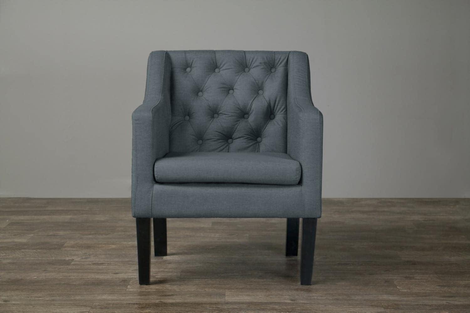 Elegant Brittany Gray Microfiber Club Chair with Wood Legs