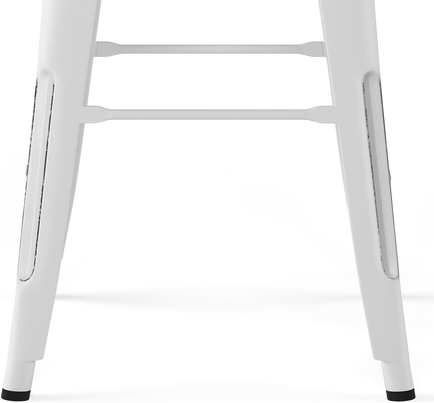 Rayne Industrial Distressed White 30" Metal Bar Stool Set