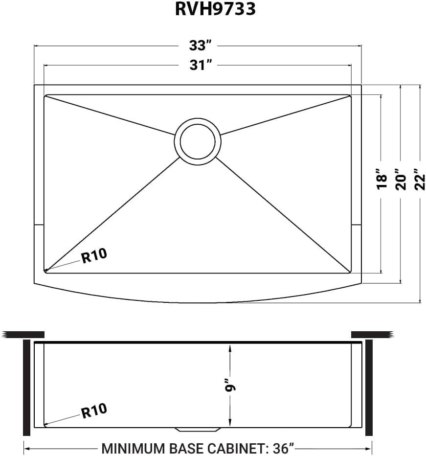 Ruvati 33-inch Apron-Front Farmhouse Kitchen Sink -Stainless Steel