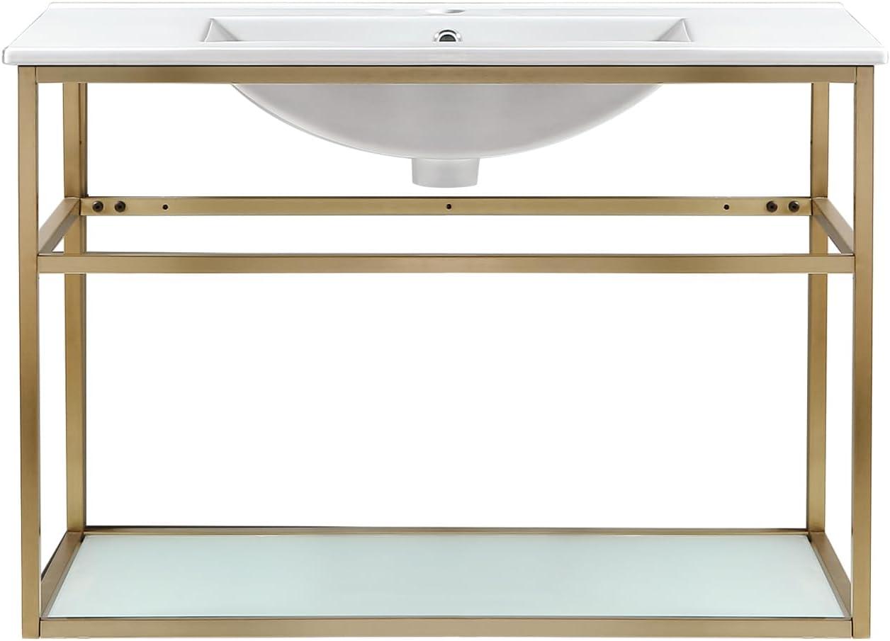 Pierre 30 Single, Open Shelf, Metal Frame Bathroom Vanity