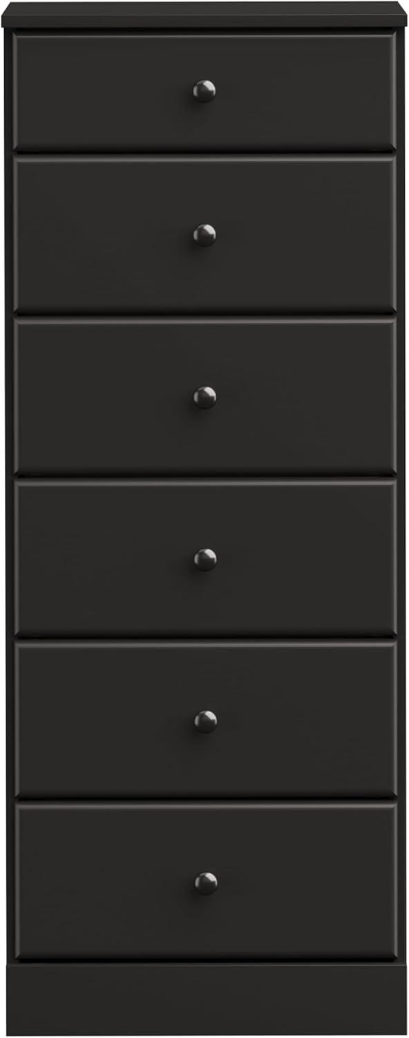 Astrid 6 Drawer Tall Chest Black - Prepac: Space-Saving Vertical Storage for Bedroom