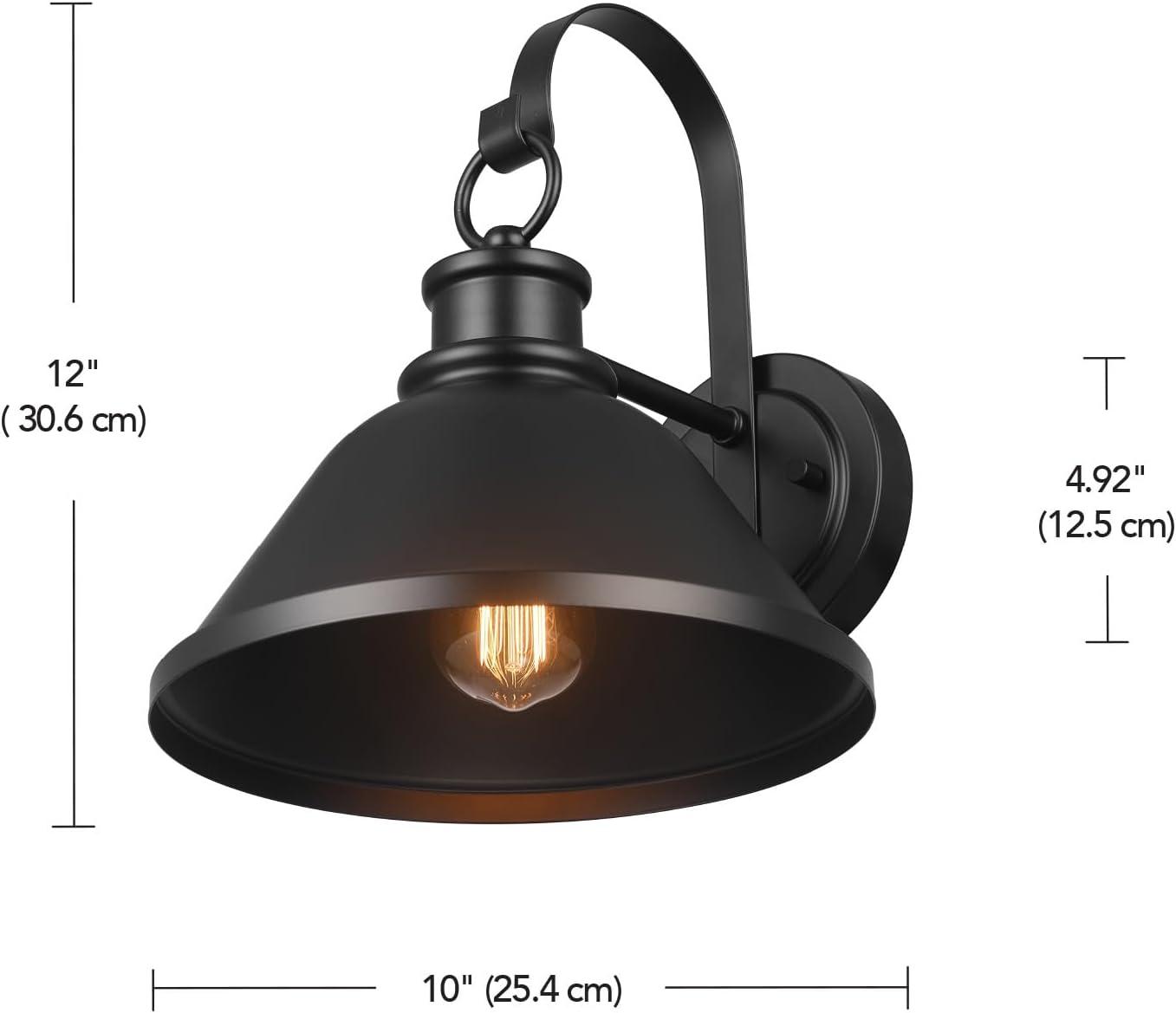 Matte Black 12" Metal Outdoor Wall Sconce with Gooseneck Stem