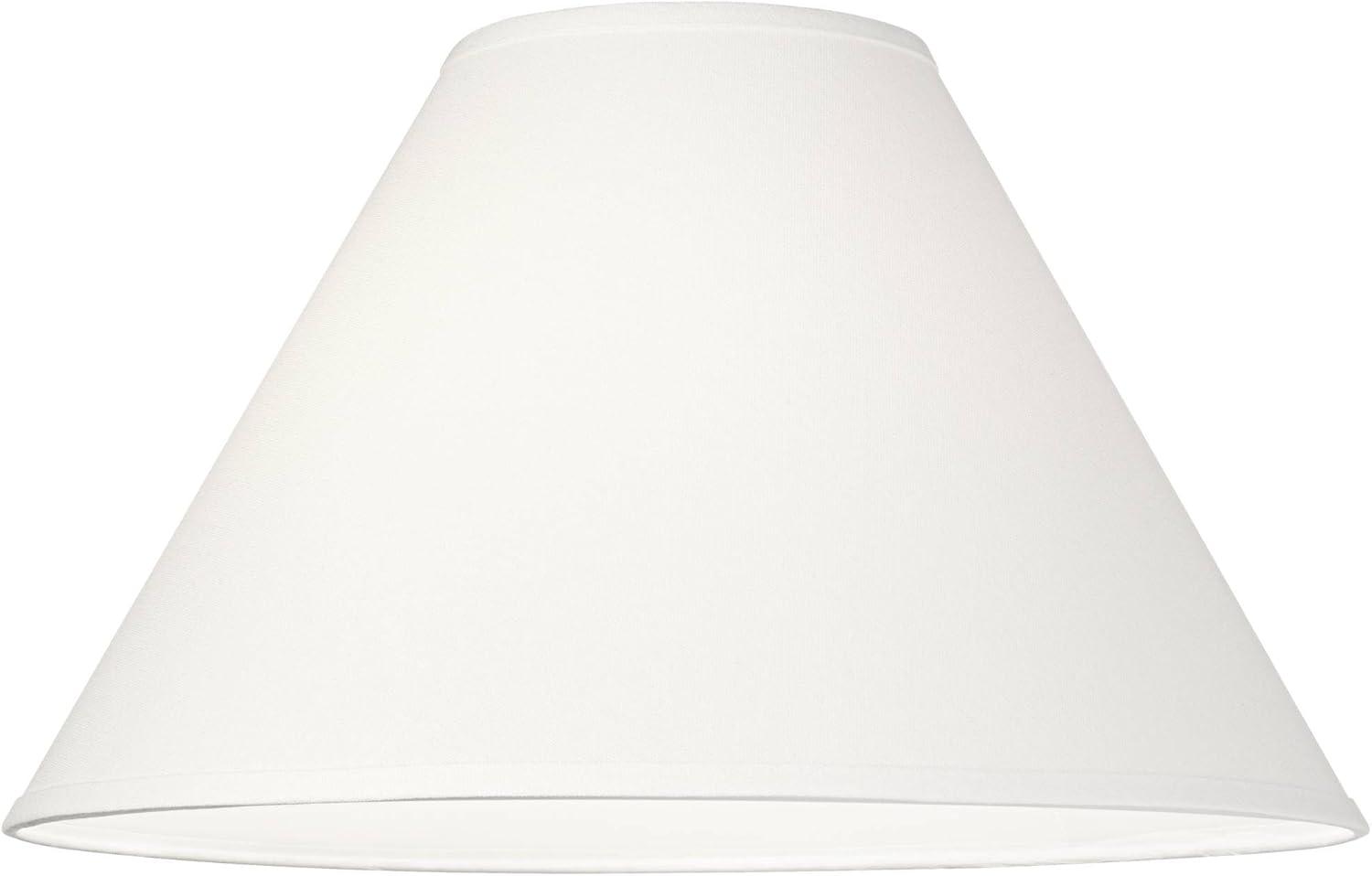 Springcrest Set of 2 Empire Lamp Shades White Linen Chimney Large 6" Top x 17" Bottom x 10" High Spider Harp and Finial Fitting