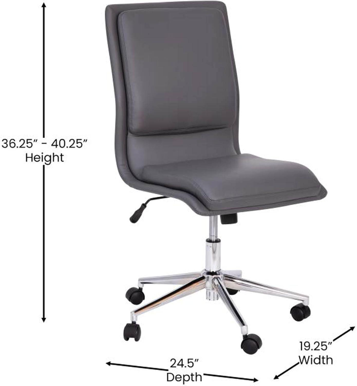 Flash Furniture Madigan Mid-Back Armless Swivel Task Office Chair with Upholstery and Adjustable Metal Base