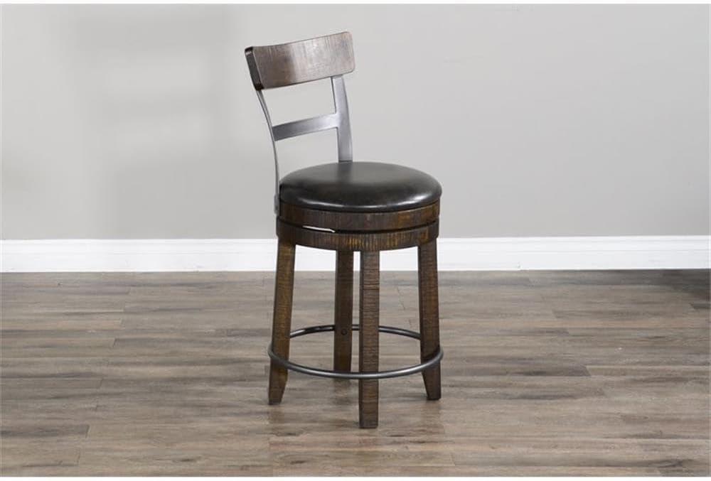 Sunny Designs Homestead 24" Wood Swivel Barstool with Back in Tobacco Leaf