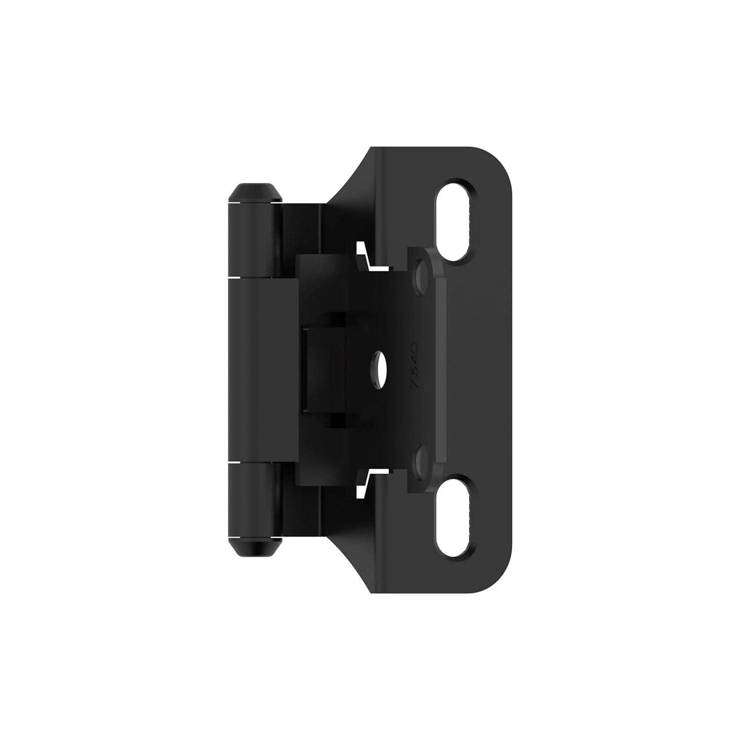 Amerock BPR7566FB Cabinet Hinge 1/4 in (6 mm) Overlay Self Closing Partial Wrap Matte Black Kitchen Cabinet Door Hinge 1 Pair/2 Pack Functional Hardware