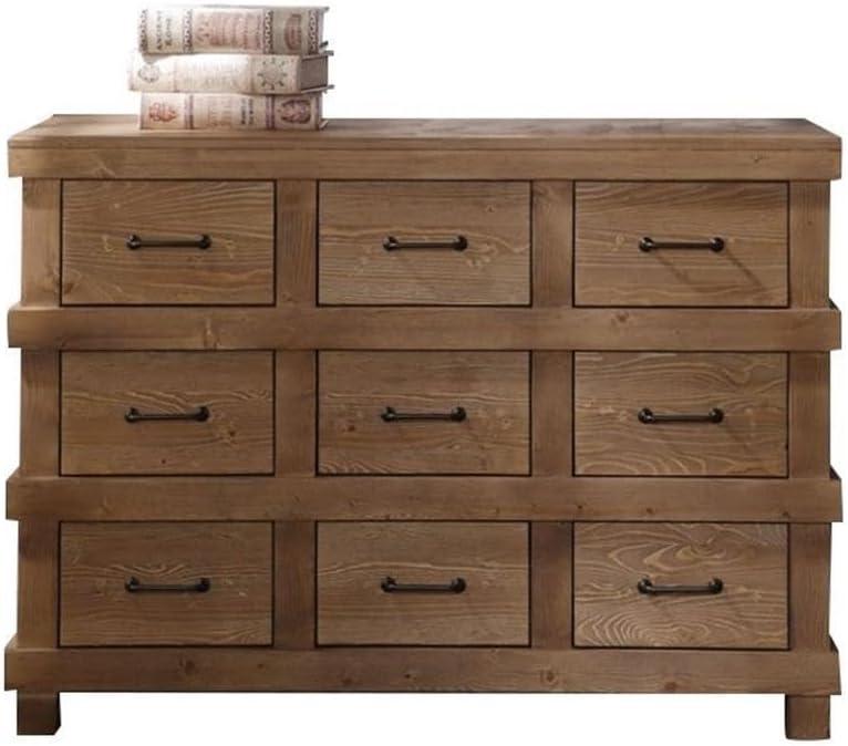 Adams Industrial 44" Antique Oak Dresser with Felt-Lined Drawers