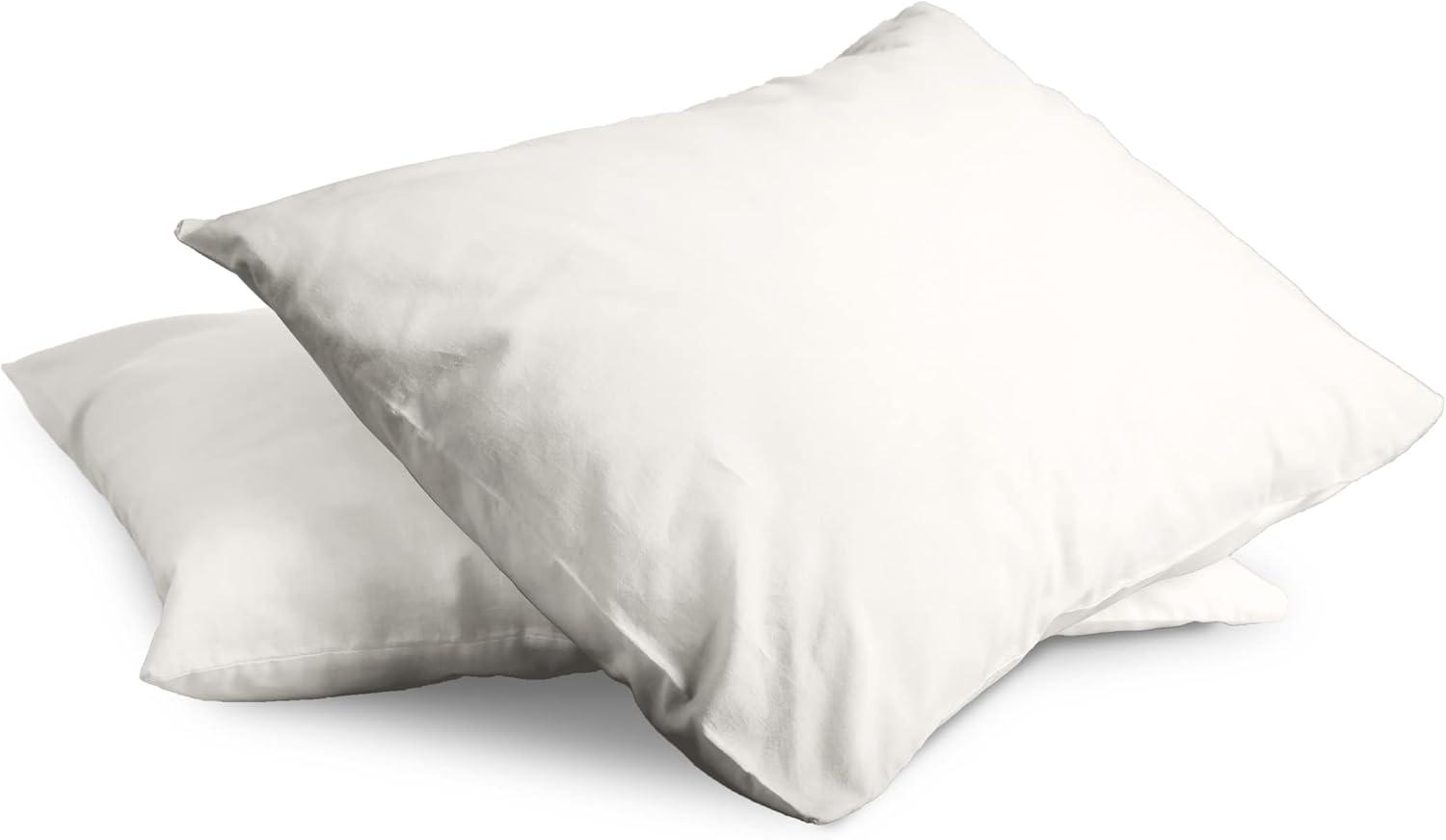 Superity Linen Queen Pillow Cases  - 2 Pack - 100% Premium Cotton - Open Enclosure - White