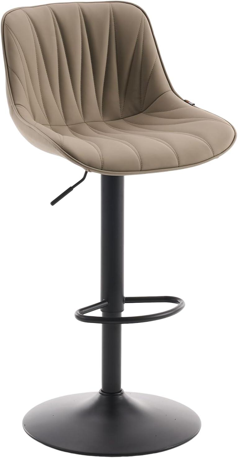Khaki Adjustable Swivel Faux Leather Bar Stools with Metal Base