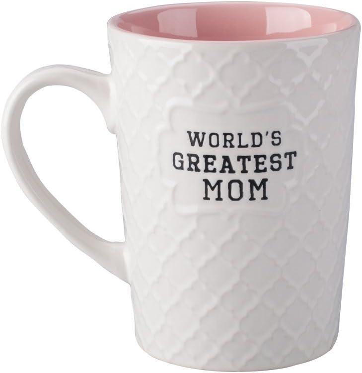 World's Greatest Mom White and Pink Ceramic Mug