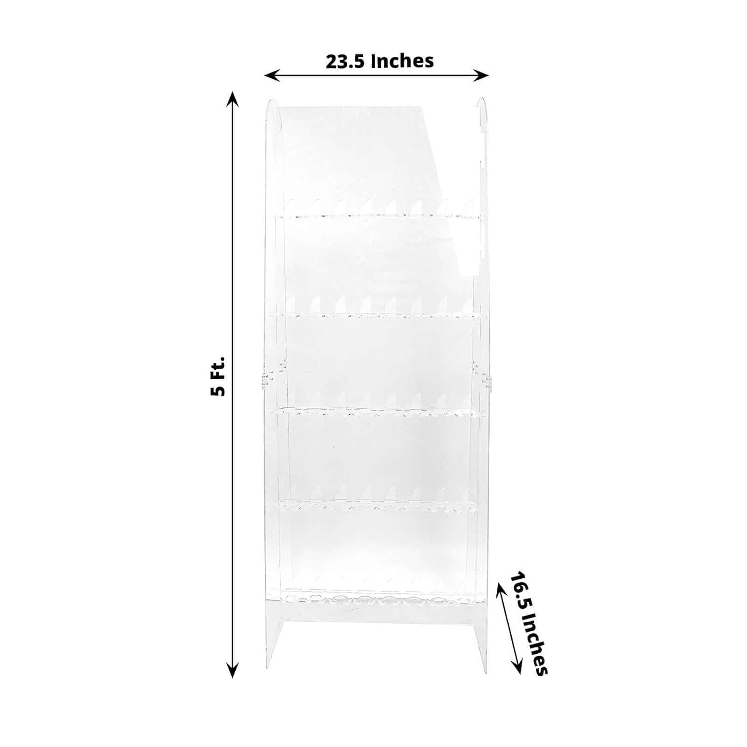 Efavormart 5ft Clear 5-Tier Wine Glass Stemware Rack, Champagne Flute Holder Wall Stand