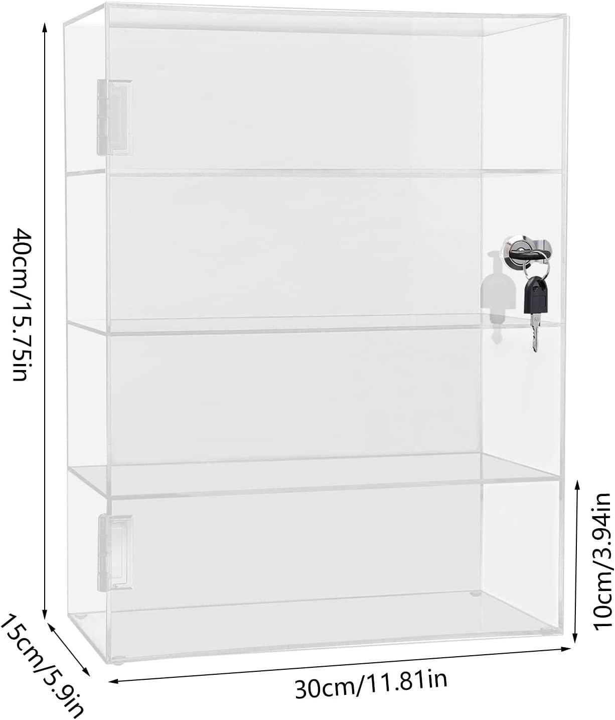 4 Layer Transparent Countertop Showcase for Mini Pop Figures, Display Showcase with Lock, Acrylic Display Box Display Cabinet for Toy Collectibles Stone Rock