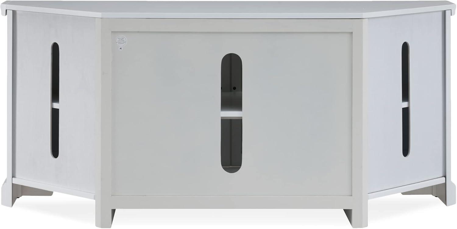Leick Home 85386 Corner TV Stand with Enclosed Storage For 65" TV's, White